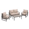Sonkuki Outdoor Furniture Set Patio Conversation Sofa with Coffee Table Set, All-Weather PE Rattan Couch with Cushion - 2 of 4