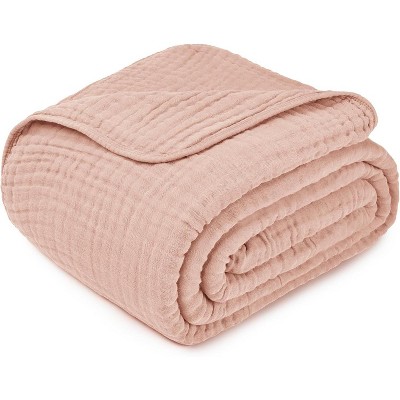 Blush Queen Muslin Cotton Cooling Throw Blanket