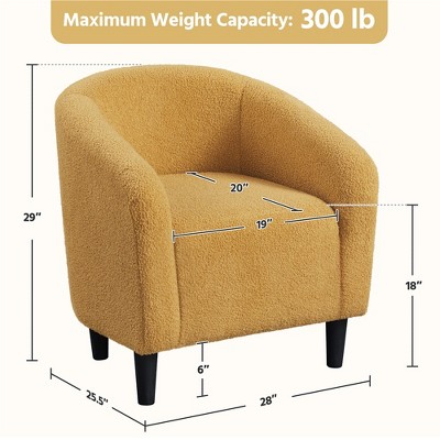 Mustard Yellow Boucle Barrel Accent Chair with Manufactured Wood Frame