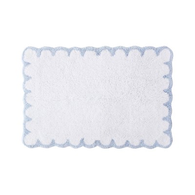 Peri Home Bath Rug White/Blue Scallop