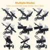 Double Stroller Track Tandem Stroller, Foldable Pushchair Bassinet Pram, Multi-Position Reversible & Adjustable Backrest - 2 of 4