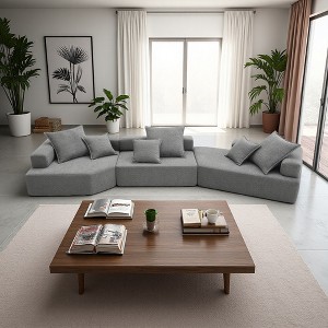 156" Boucle Modular Sectional Sofa, 3-Piece Combination - 1 of 4