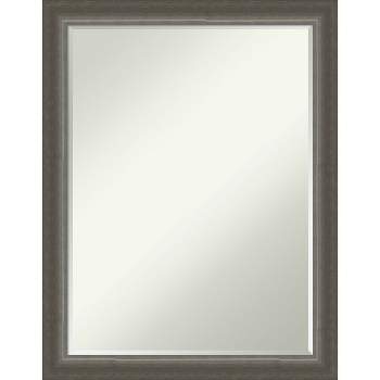 Amanti Art Domus Dark Silver Petite Bevel Wood Bathroom Wall Mirror 27 x 21 in.