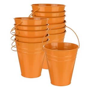 Unique Bargains Galvanized Orange Decorative Rustic Metal Bucket 4.7 x 5.1 Inch 12 Pcs - 1 of 4