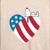 Women's - Peanuts - Snoopy On Flag Heart Lightweight French Terry Wide Neck Long Sleeve Shirt - 2 of 4