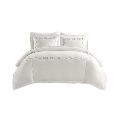 Monroe Stripe Grey Full/queen Duvet Set - Levtex Home : Target