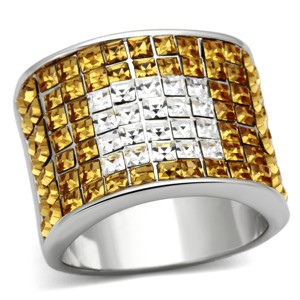 Slickblue Women’s Wide Band Ring in Golden Rhodium, use Topaz Crystal Accents, Bold Statement Style, Sizes 5 to 9 - 1 of 4