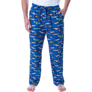 Hot Wheels Adult Men's Allover Die-Cast Cars Loungewear Sleep Pajama Pants Blue - 1 of 4