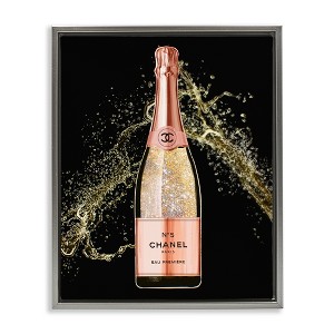 Stupell Industries Glam Fashion Champagne Bottle Splash Floating Frame Canvas Art, Gray, 17" x 21" - 1 of 4