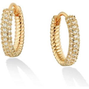 14K Gold Plated Huggie Hoops | Lightweight CZ Earrings, Hypoallergenic Gift - 1 of 4