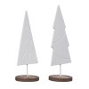 Transpac Wood 15.75 in. White Christmas Tree Decor Set of 2 - 2 of 4