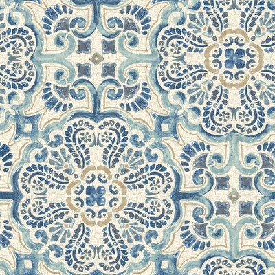 NuWallpaper Florentine Tile Peel & Stick Wallpaper Blue