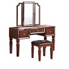 CAVINAS Vanity Desk with Mirror Dressing Table with Foldable Mirror, 3 Drawers, Makeup Desk with Cushioned Stool for Apartment - 2 of 4