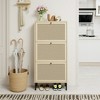 RISOKEYS Rattan Free Standing Shoe Cabinet with 3 Flip Drawers,Shoe Rack Storage Cabinet for Heels,Boots,Slippers,Entrance Hallway Entryway. - 2 of 4