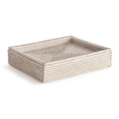 Plum & Post Burma Rattan Lidded Letter Storage Decorative Tray