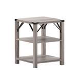 Flash Furniture Wyatt Modern Farmhouse Wooden 3 Tier End Table with Metal Corner Accents and Cross Bracing