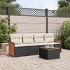 vidaXL 4 Piece Patio Sofa Set with Cushions Black Poly Rattan - Black and Cream With Table - 2 of 4
