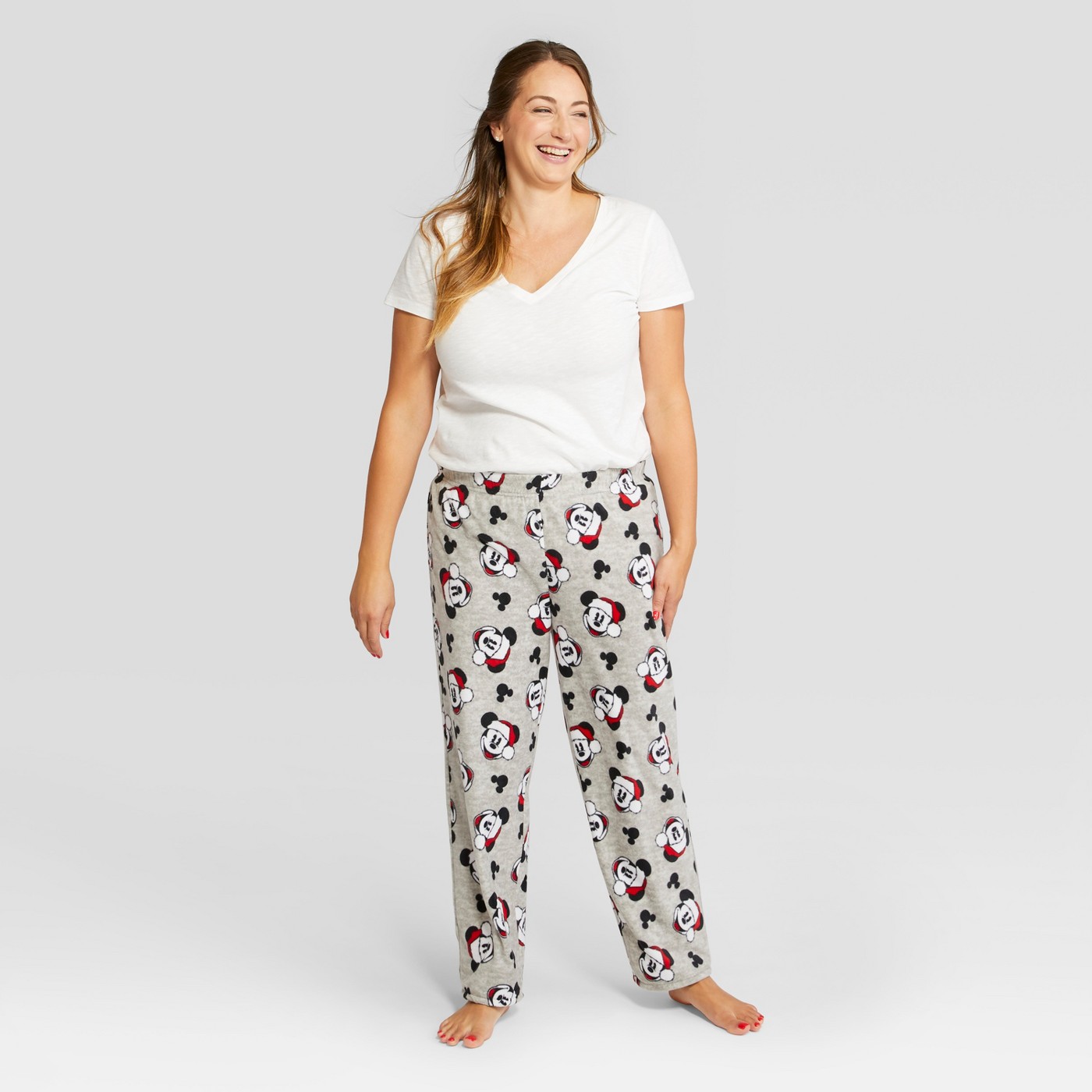Women's Disney Mickey Mouse Pajama Pants - Gray - image 1 of 3
