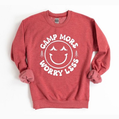 Simply Sage Market Women's Graphic Sweatshirt Camp More Worry Less Smiley Face