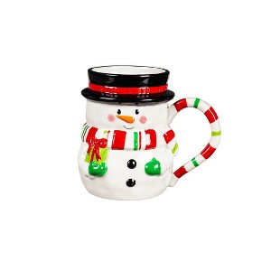 Evergreen Ceramic Cup, 16 OZ, Shaped Snowman - 1 of 4