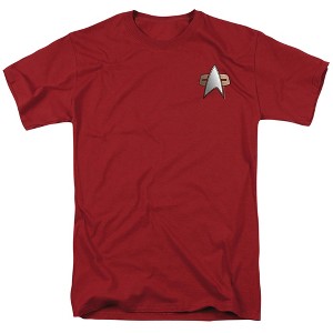 Star Trek Ds9 Command Emblem Adult T-Shirt Cardinal - 1 of 4
