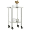 vidaXL Kitchen Work Table with Wheels 21.7"x21.7"x33.5" Stainless Steel - 4 of 4