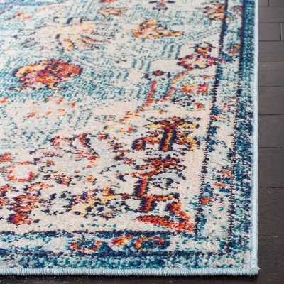 Madison Navy and Light Blue Synthetic Runner Rug, 2'2" x 6'