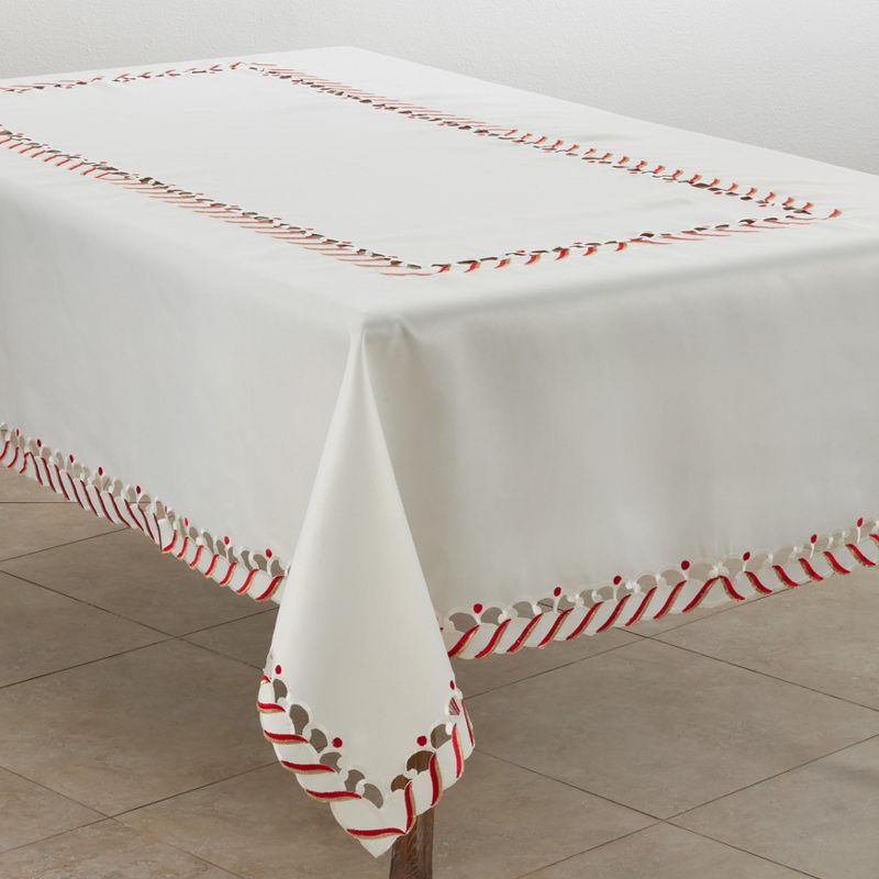 Saro Lifestyle Candy Cane Design Holiday Christmas Tablecloth, 1 of 5