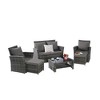 6-Piece Outdoor Patio Rattan Conversation Sofa Set with Tempered Glass Coffee Table - 4 of 4
