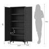 63 Inch Tall Storage Cabinet, Kitchen Pantry Cabinet 5 Tier Bathroom Cabinet with 4 Doors Adjustable Shelves - 3 of 4