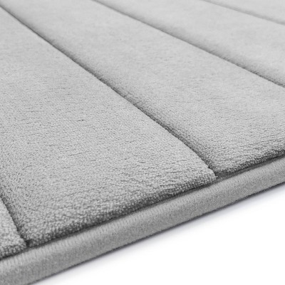 Light Gray Memory Foam Bath Mat with Skid-Resistant Base