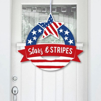 Big Dot of Happiness Stars & Stripes - Outdoor Memorial Day, 4th of July and Labor Day Patriotic Party Decor - Front Door Wreath