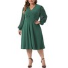 Agnes Orinda Women's Plus Size Swiss Dots Pattern Sleeves V Neck Midi Flowy A-Line Dress - 2 of 4