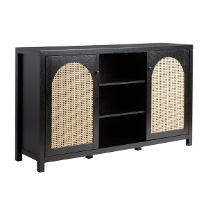 NicBex Sideboard Buffet Cabinet Classic Storage Cabinet with 2 Arched Rattan Doors Cabinet with Open Shelves Kitchen Pantry for Dining Room - 1 of 4