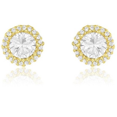 SHINE by Sterling Forever Sterling Silver CZ Halo Stud Earrings