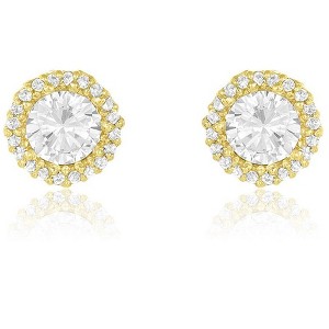 SHINE by Sterling Forever Sterling Silver CZ Halo Stud Earrings - 1 of 2