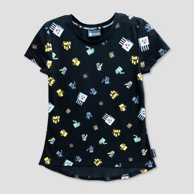 Girls Minecraft J Nx Icons Hi Lo Short Sleeve T Shirt Black M Target Inventory Checker Brickseek