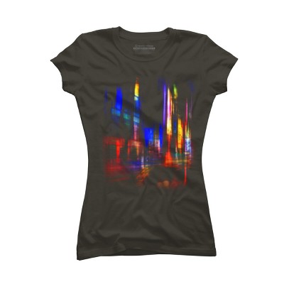 Junior's Design By Humans city at night By hkartist T-Shirt