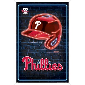 Trends International MLB Philadelphia Phillies - Neon Helmet 23 Framed Wall Poster Prints - 1 of 4