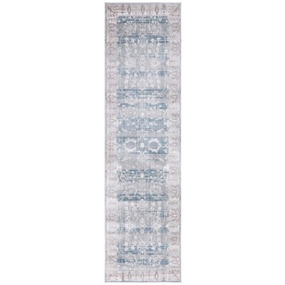 Valencia Val118 Power Loomed Runner Rug Grey / Green 2'-3