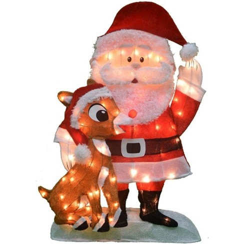 32-inch Pre-lit Santa And Rudolph Christmas Yard Decoration : Target