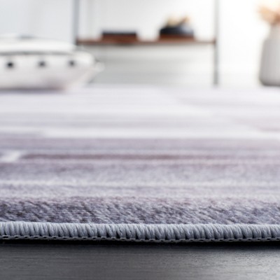 Gray Rectangular Hand-knotted Faux Fur Rug, 5' x 8'