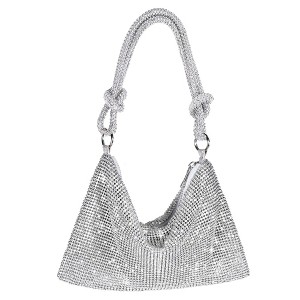 Rhinestone Purse Sparkly Evening bag Silver Clutch Purses for Women Evening, Cross Body Handbags for Party Prom Club Wedding - 1 of 4