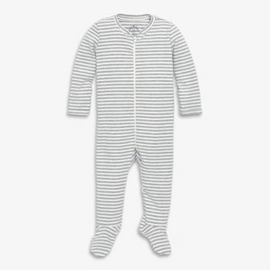 Primary Kids Baby Organic Zip Footie In Stripe - 1 of 4