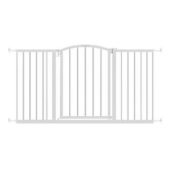 Ozzy & Kazoo 30 Inch Tall Wide Walk Through Pressure Mounted Wall to Wall or Doorway Installed Dog Gate For Doorways and Stairways, White