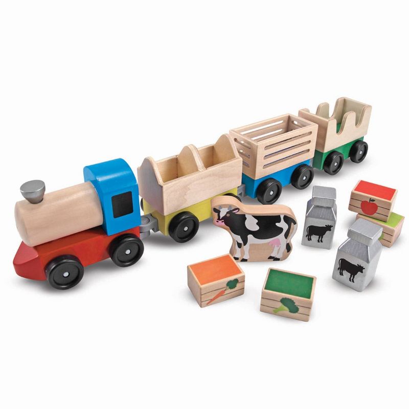 Melissa &#38; Doug Wooden Farm Train Set - Classic Wooden Toy (3 linking cars), 5 of 11