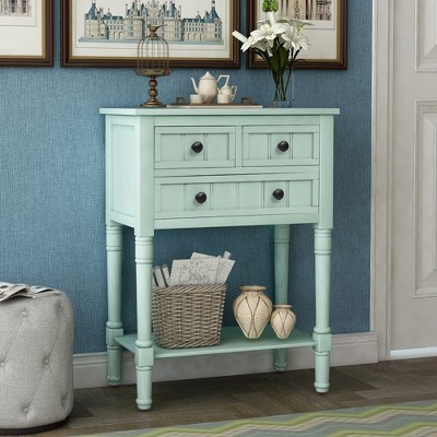 Narrow Console Table With 3 Storage Drawers And Bottom Shelf Slim Sofa Table, Wood Rustic Side Table for Living Room, Entryway, Household