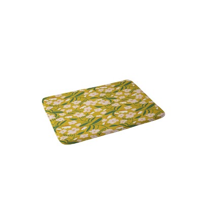 Beshka Kueser Vintage Inspired Floral Memory Foam Bath Mat Yellow - Deny Designs