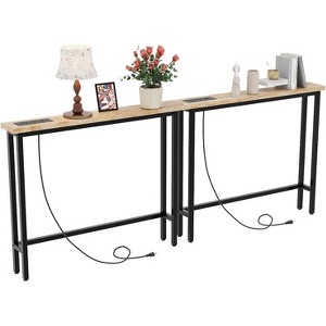 VINGLI 79" Console Table with Charging Station, 5.9" Narrow Sofa Table, for Living Room, Hallway - 1 of 4