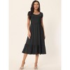 Seta T Women's Casual Round Neck Ruffle Hem Short Cap Sleeve Knit Tiered Midi Dress with Pockets - 2 of 4